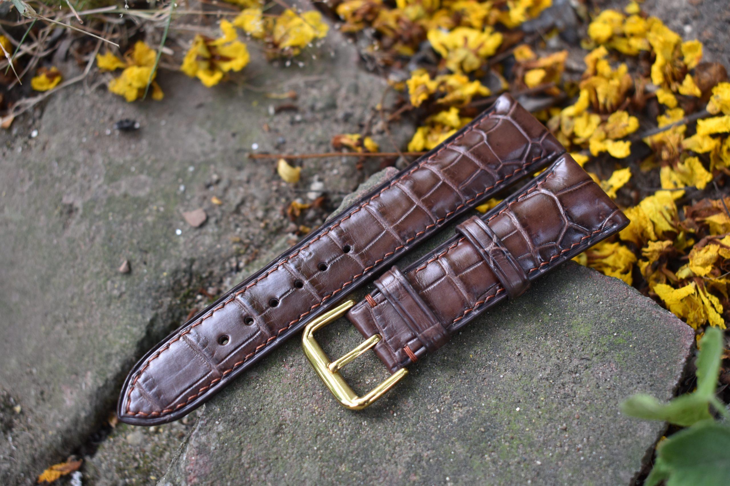 Bespoke Brown Crocodile Leather Watch Strap Handmade C Hephakee