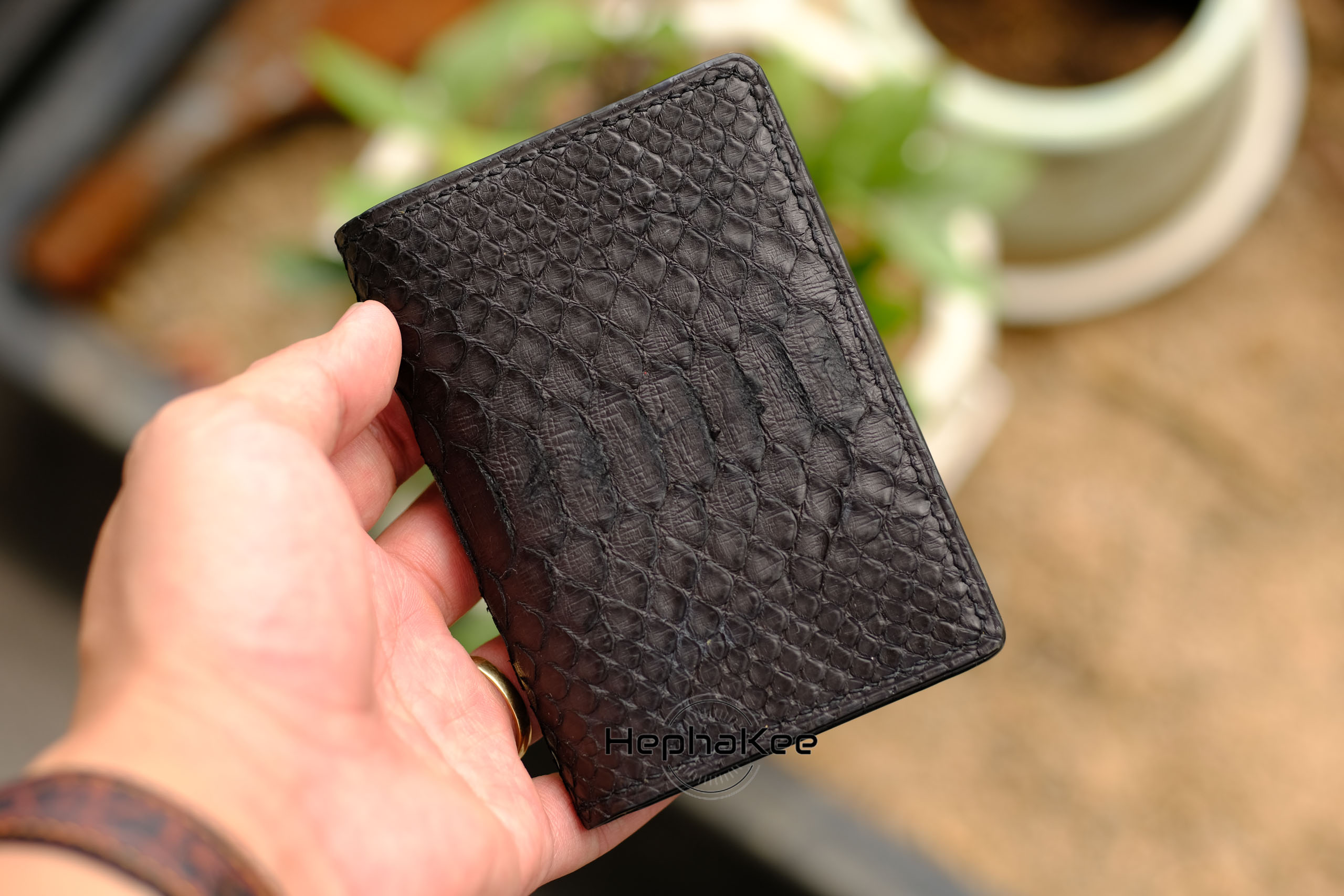 Bespoke Blue Crocodile Leather Bilfold Wallet, Money Clip Handmade W04 -  Hephakee