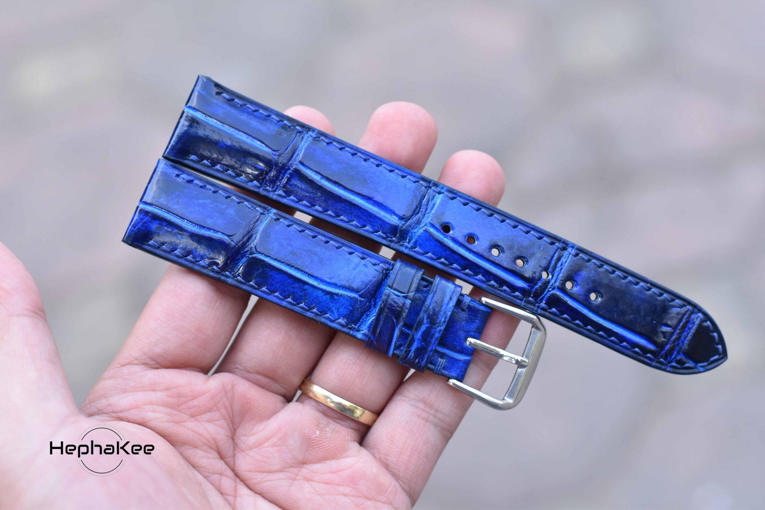 Blue Crocodile Leather Watch Strap, Order Here