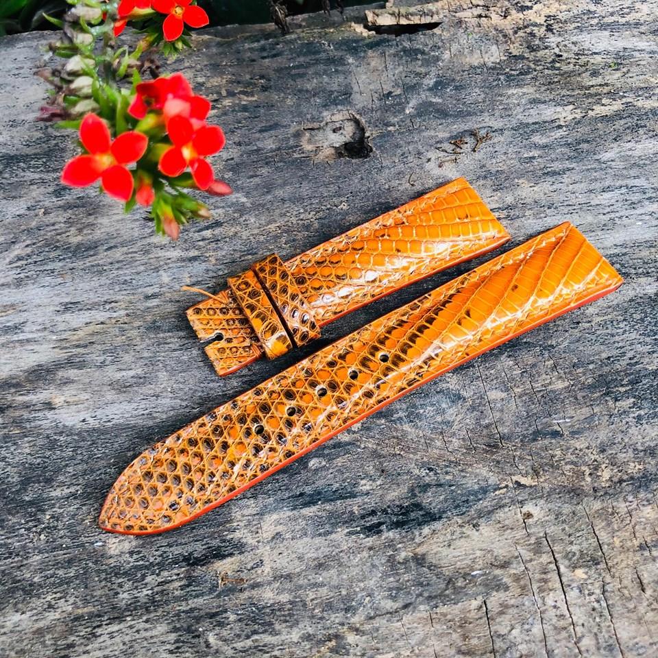 Bespoke Orange Iguana Leather Watch Strap Handmade i06 Hephakee