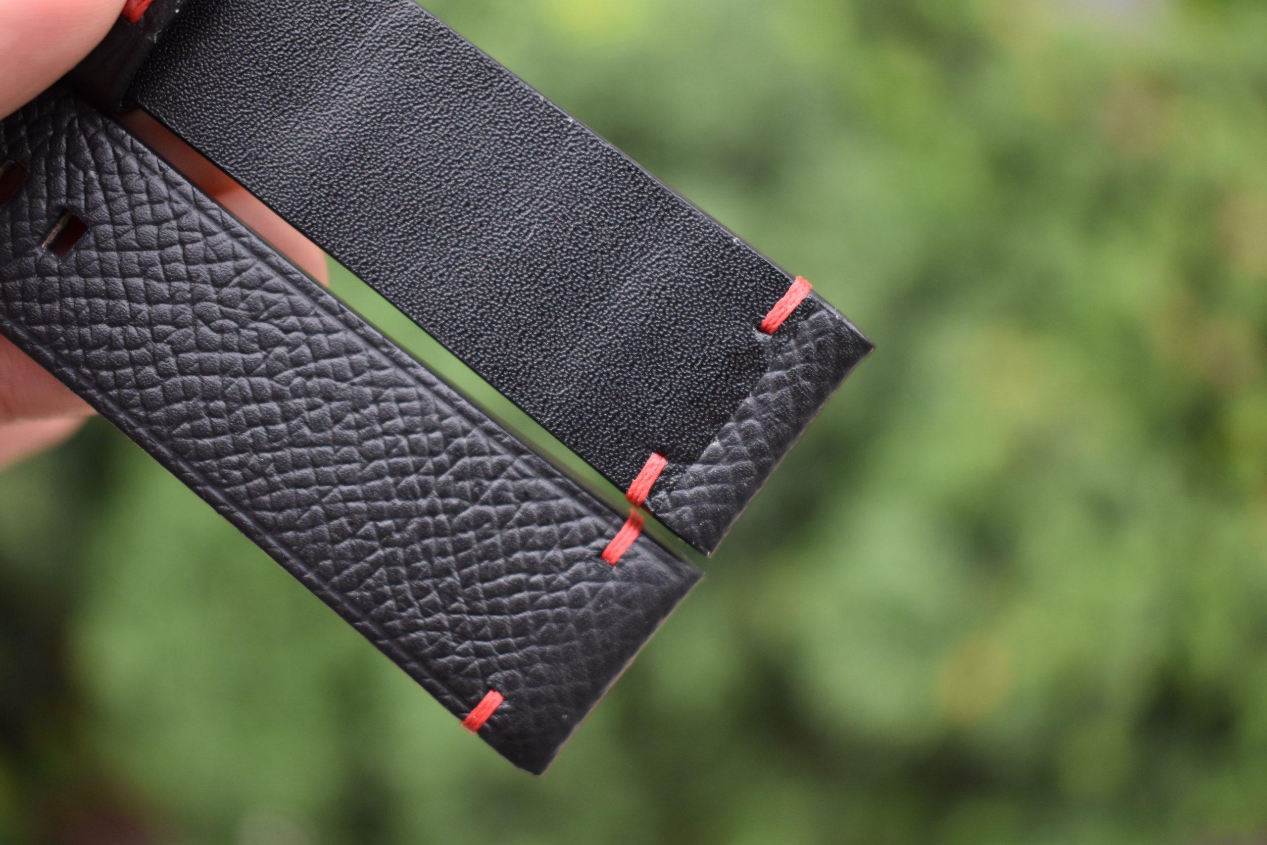 Bespoke Black Epsom Leather Watch Strap Handmade E05 - Hephakee