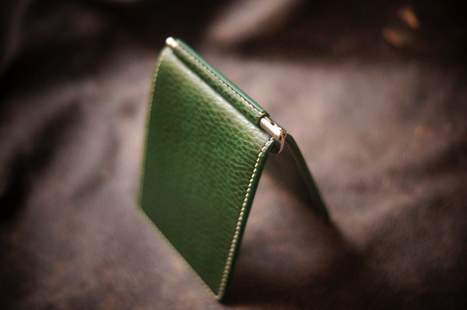 Handmade Epsom leather money clip, Genuine Calf leather money clip