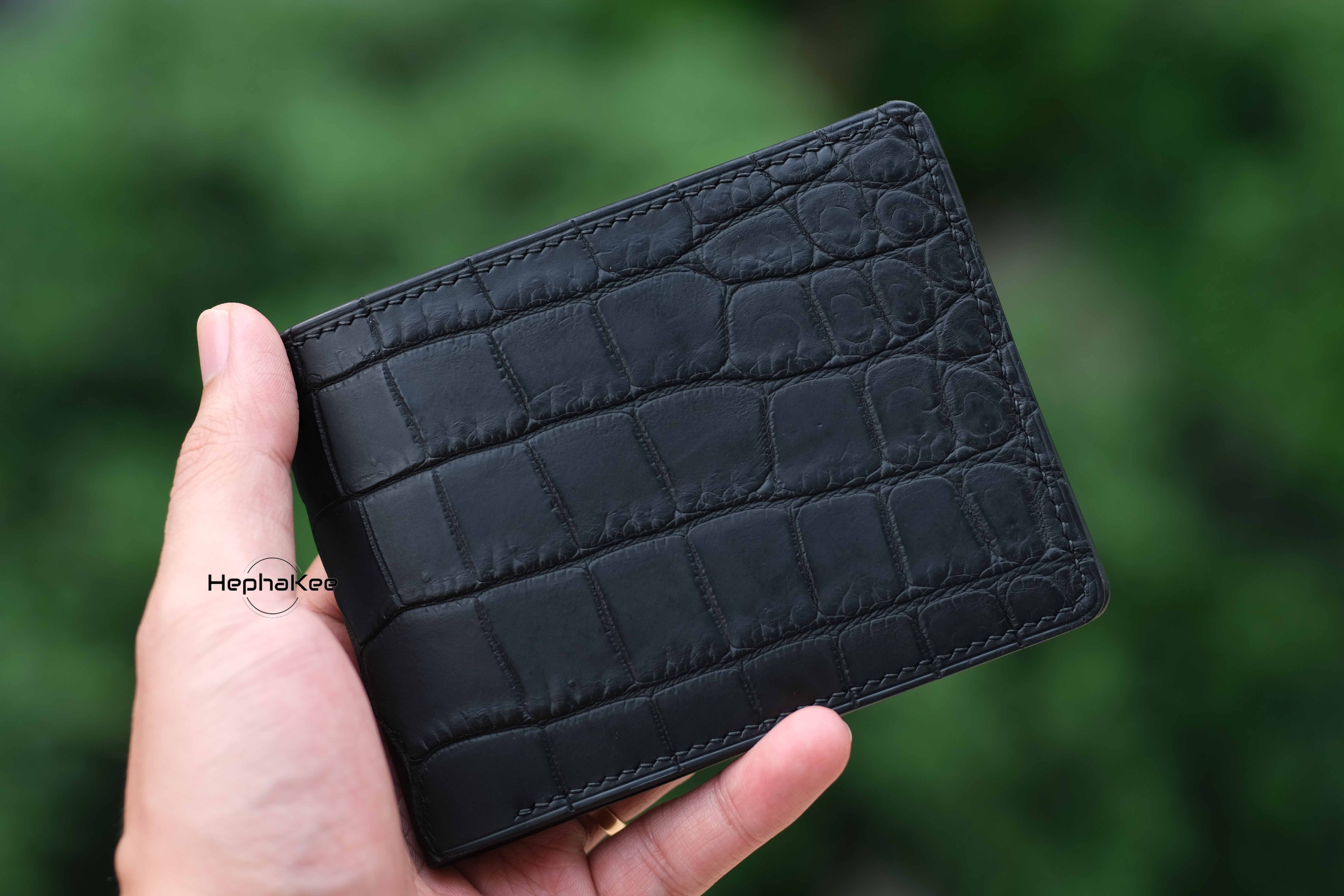 Bespoke Black Crocodile Leather Wallet, Bilfold, Card Holder Handmade ...