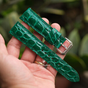 Bespoke Glossy Green Alligator Leather Watch Strap, Watch Bands C70