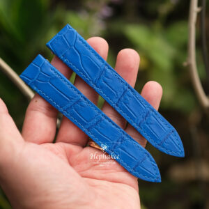 Blue Alligator Leather Strap For Cartier Santos, Roadster, Dumont CA98