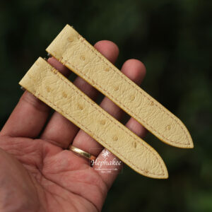 Yellow Ostrich Leather Strap For Cartier Santos, Roadster, Dumont CA95