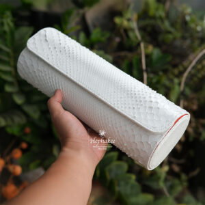 Bespoke White Python Leather Watch Roll WB66