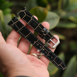 Black Alligator Leather Watch Strap C117
