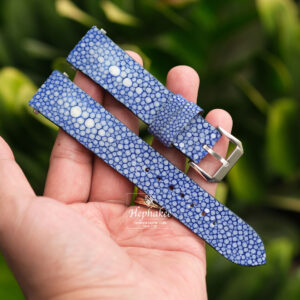 Blue Stingray Leather Strap For Cartier Santos, Roadster, Dumont CA97
